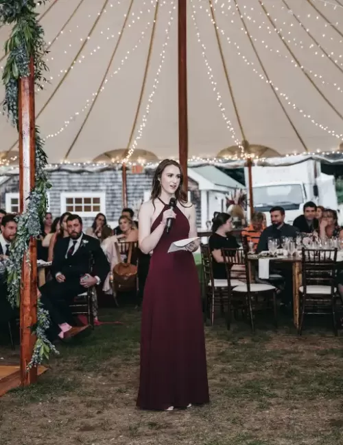 Overhead tent lighting wedding