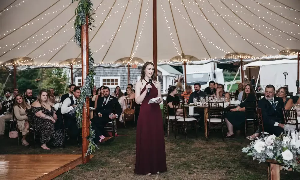 Overhead tent lighting wedding